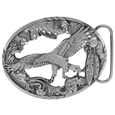 Eagle with Feathers and Scroll Border Antiqued Belt Buckle
